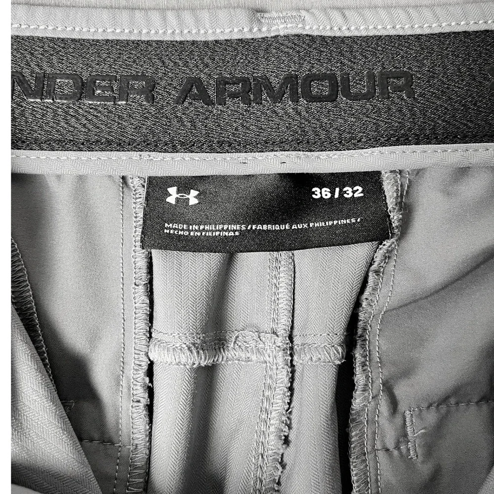 Under Armour Pants Mens 36x32 Golf Trousers Gray Herringbone EUC